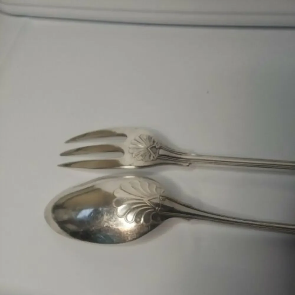 Reed & Barton Kings Serving Spoon And Fork Sterling Plated
